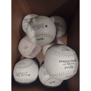 Lot Of 8 Worth Leather, Poly Core 16 Inch Softballs